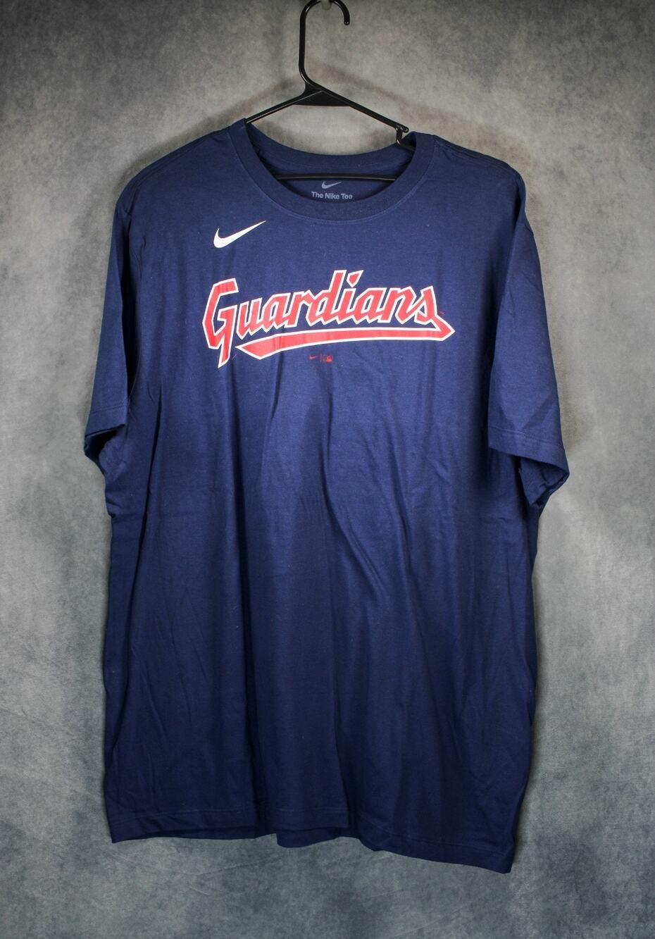 Nike Cleveland Guardians Shane Bieber 57 MLB Baseball Navy Blue T-Shirt XL